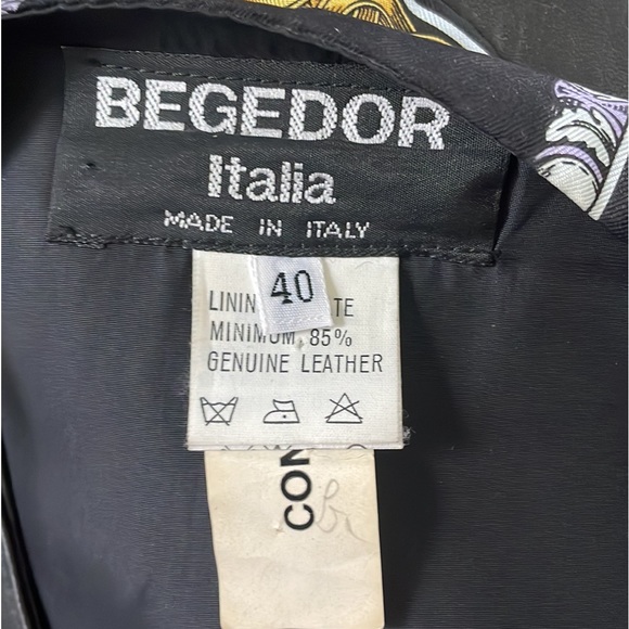 BEGEDOR Italia Leather Vest in Black Leather & Silk Vintage EU40 NWOT - Picture 7 of 7
